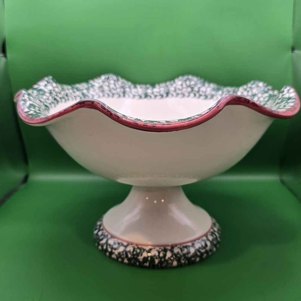 Furio Christmas Tree Compote Bowl Pedestal Ruffle Centerpiece 1997 Italy - Picture 2 of 7